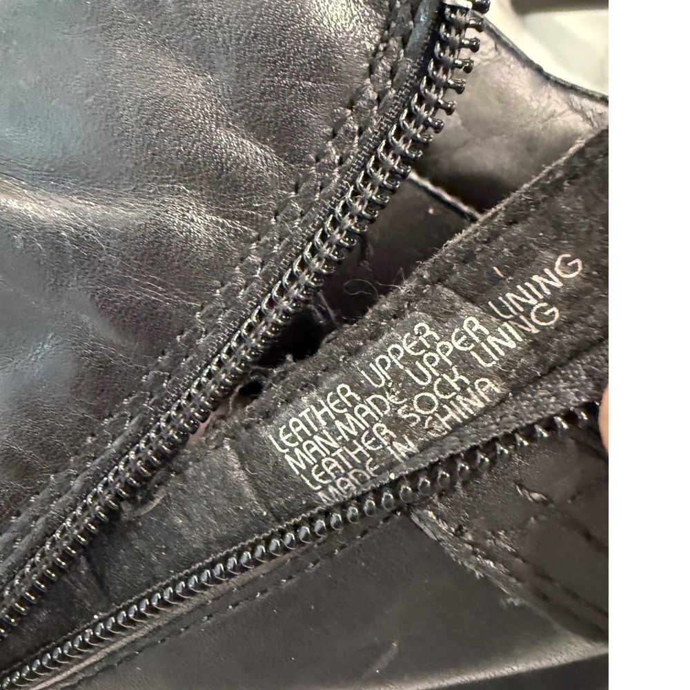 Earth Alta Wide Black Leather Ruched Ankle Boots Womens 10D Side Zip Comfort - Picture 7 of 9